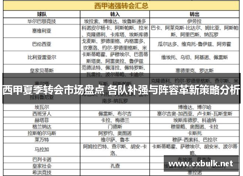 西甲夏季转会市场盘点 各队补强与阵容革新策略分析